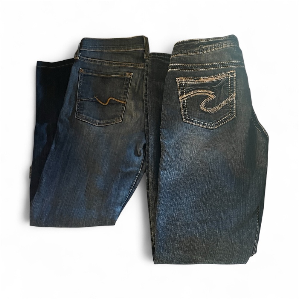 2 pairs of Jeans Waist 27 7 for all Mankind Silver Aiko Super Skinny